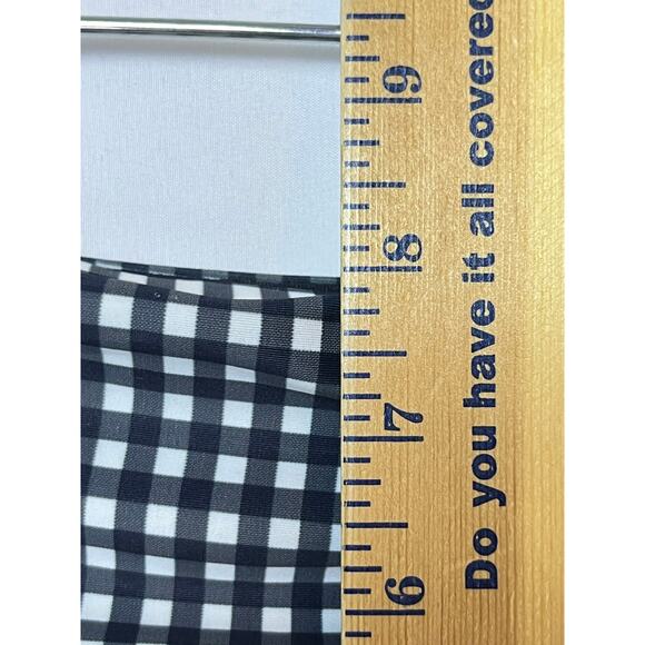 Albion Womens M Black White Gingham 2 Piece Bikini Swimsuit Set Retro High Waist - Picture 7 of 12